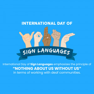Image depicting hands signing with the text 'International Day of Sign Languages'