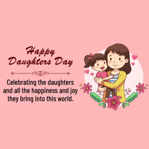 Illustration of a mother and daughter embracing with text 'Happy Daughters Day'