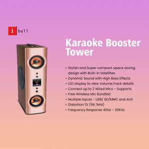 iBall Karaoke Booster Tower - Portable Speaker with Microphone