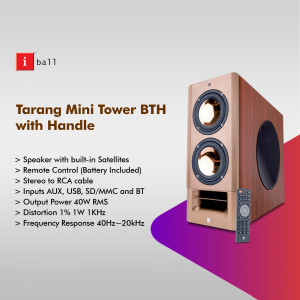 iBall Tarang Mini Tower BTH speaker with handle and remote control
