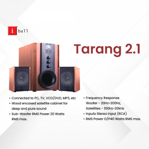 iBall Tarang 2.1 wooden speaker system with subwoofer and satellite speakers