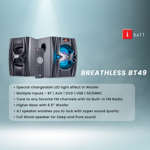 iBall Breathless BT49 multimedia speaker system with LED lights and remote control