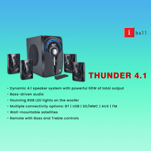 iBall Thunder 4.1 speaker system with RGB lights and remote control