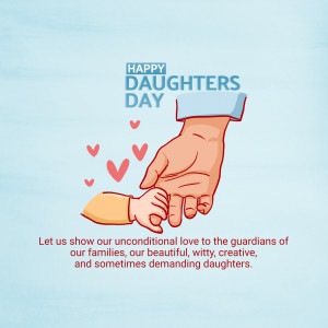 Illustration of a father and daughter holding hands with a 'Happy Daughters Day' message.