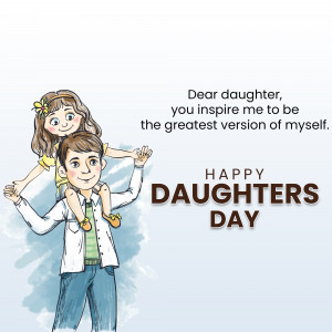 Illustration of a father carrying his daughter on his shoulders with a 'Happy Daughters Day' message.