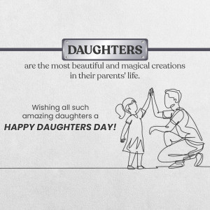 Illustration of a father and daughter giving each other a high five with text celebrating Daughters Day.