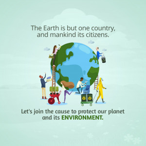 Illustration of people of different ethnicities working together to protect the Earth.