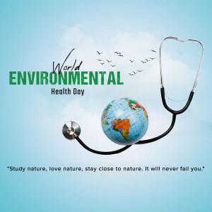 World Environmental Health Day graphic with a globe and stethoscope