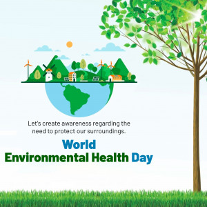 Illustration of a globe with a landscape inside, representing environmental health.
