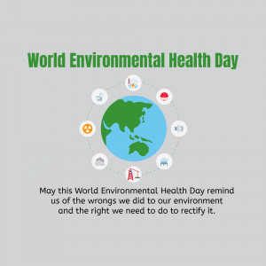 World Environmental Health Day graphic with Earth and icons