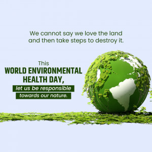 Image depicting a globe covered in green foliage with text promoting environmental responsibility.
