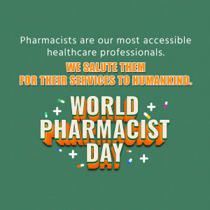 Image celebrating World Pharmacist Day with text thanking pharmacists for their service.