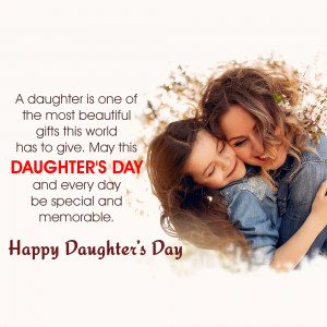 A heartwarming image of a mother and daughter hugging with a 'Happy Daughter's Day' message.