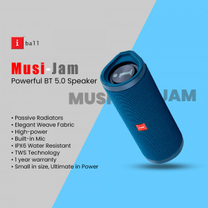 iBall Musi-Jam portable Bluetooth speaker with features listed