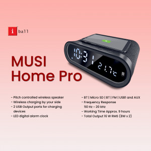 iBall Musi Home Pro wireless speaker with digital clock display