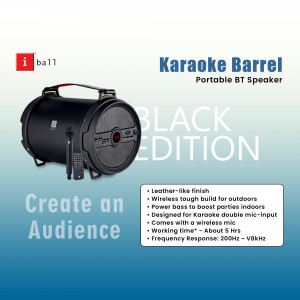 iBall Karaoke Barrel Portable Bluetooth Speaker in Black