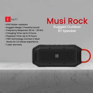 iBall Musi Rock Bluetooth speaker - black and red rugged design