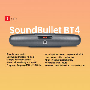 iBall SoundBullet BT4 portable Bluetooth speaker with features listed