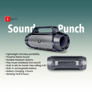 iBall Sound Punch Bluetooth speaker with features listed