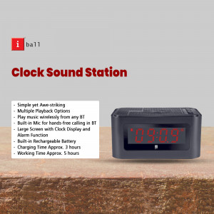 iBall Clock Sound Station - Black Bluetooth Speaker with Clock Display