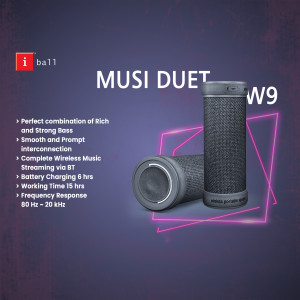 iBall Musi Duet W9 portable wireless speaker with neon accents