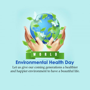Hands holding a globe with leaves, promoting environmental health