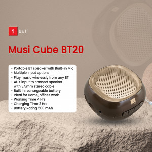 iBall Musi Cube BT20 Bluetooth speaker with built-in mic