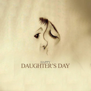 Close-up of a mother and daughter's faces with 'Happy Daughter's Day' text