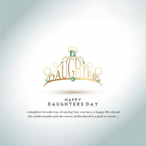 Golden crown with the word 'DAUGHTER' spelled out in gemstones, celebrating Daughters Day.
