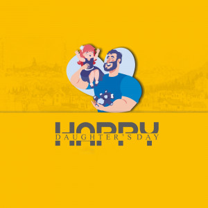 Illustration of a father holding his daughter with a heart shape and 'Happy Daughter's Day' text.