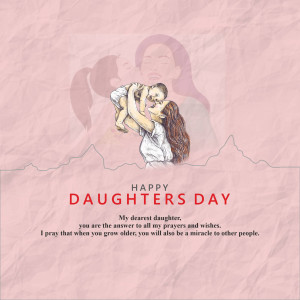 Illustration of a mother with two daughters, celebrating Daughters Day.