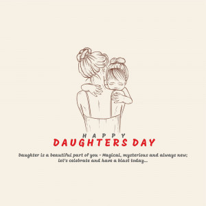 Illustration of a mother and daughter hugging with text 'Happy Daughters Day'