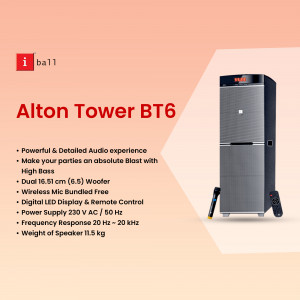 iBall Alton Tower BT6 - Powerful Tower Speaker with Remote