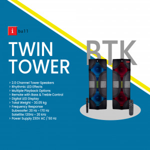iBall Twin Tower 2.0 Channel Speaker with Remote