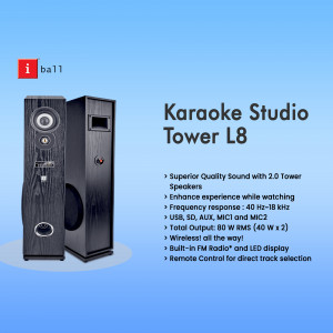 iBall Karaoke Studio Tower L8 - Black Tower Speaker with Features