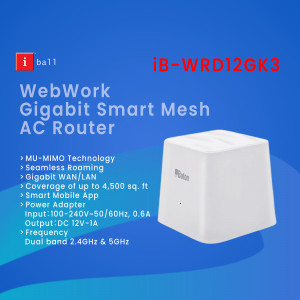 iBall WebWork Gigabit Smart Mesh AC Router - White Cube Design