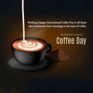 A cup of coffee with cream being poured in, celebrating International Coffee Day.