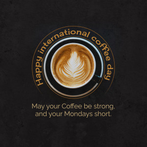A cup of coffee with latte art celebrating International Coffee Day
