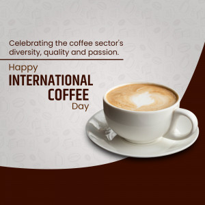 A cup of coffee with latte art celebrating International Coffee Day