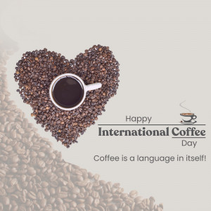 Coffee beans arranged in a heart shape with a cup of coffee