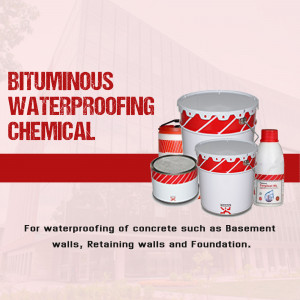 Various containers of bituminous waterproofing chemical for concrete protection