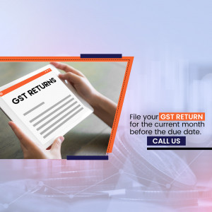 Person holding a document with 'GST Returns' written on it, with a call to action to file returns.