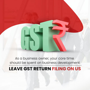 GST logo with text promoting GST return filing services for businesses