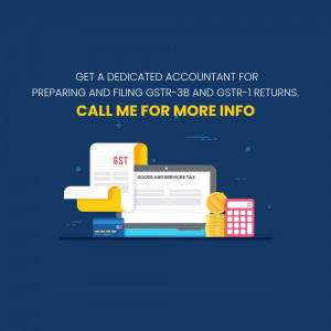 Illustration of GST return filing with a laptop, documents, and calculator.
