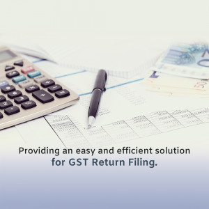 Calculator, pen, money and documents related to GST return filing