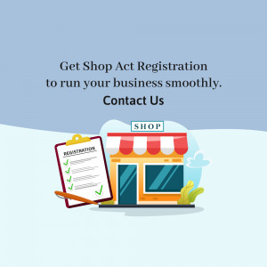 Illustration of a shop with a registration checklist, promoting Shop Act Registration services.