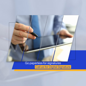 Person signing on a tablet with a stylus, promoting digital signatures.