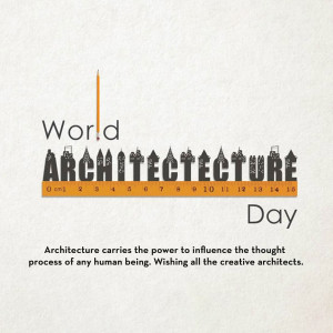 World Architecture Day graphic with text and a ruler illustration.