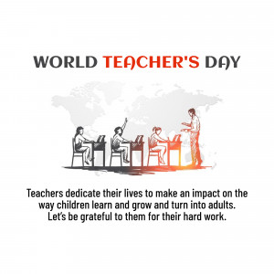 World Teacher's Day graphic with teachers and students
