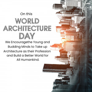 World Architecture Day graphic with cityscape reflection
